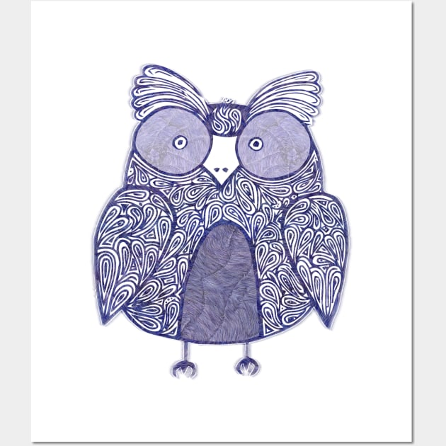 Cool Ink Paisley Doodle Owl Wall Art by katmargoli